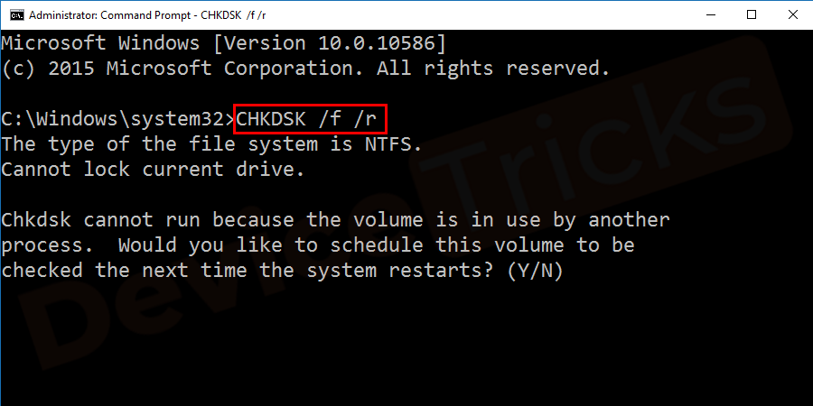 How to Fix Invalid Value for Registry on JPG/JPEG/PNG Files? Once again, open the Command prompt in Administrator mode as done in previous steps and type CHKDSK /f /r and hit enter to run the disk check process.